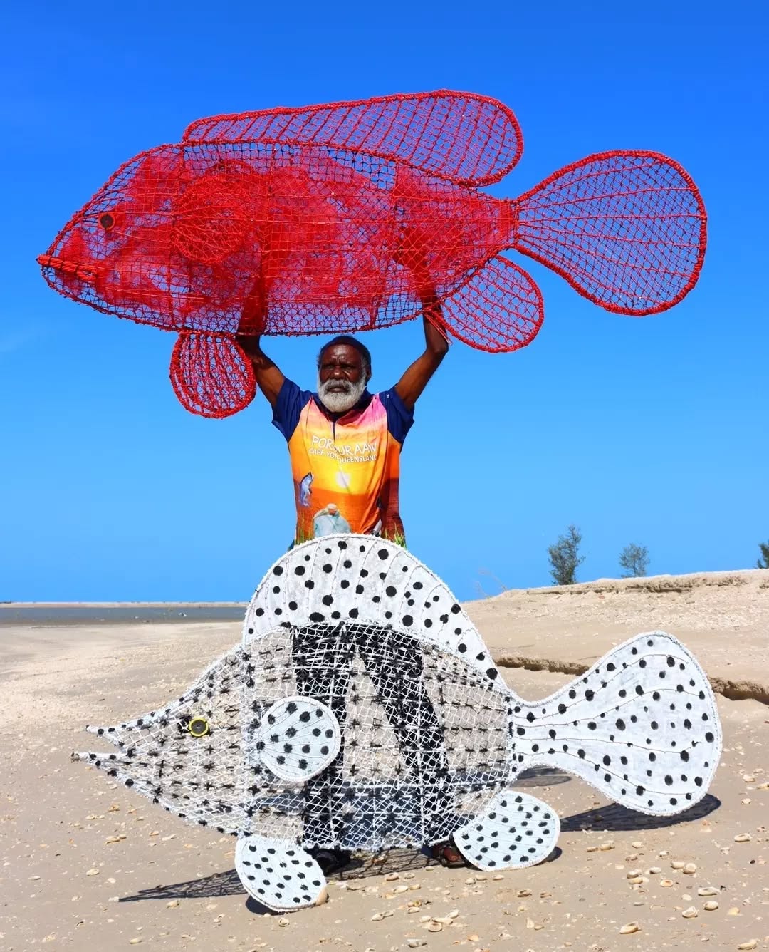 Ghost-net works by Indigenous artists, Cape York, the model for river plastic