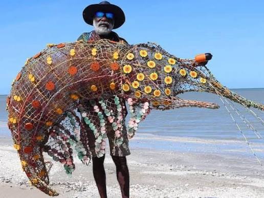 A ghost-net echidna, Country's animals remade from its pollution