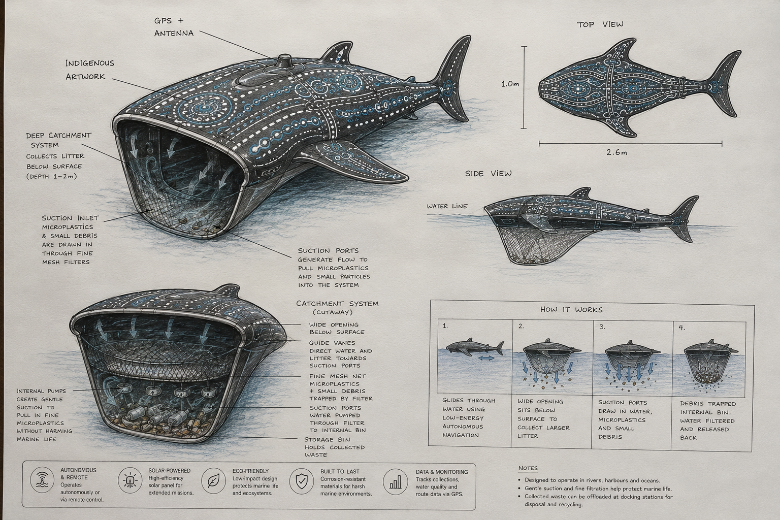 River Guardian prototype concept A, catchment study sketch