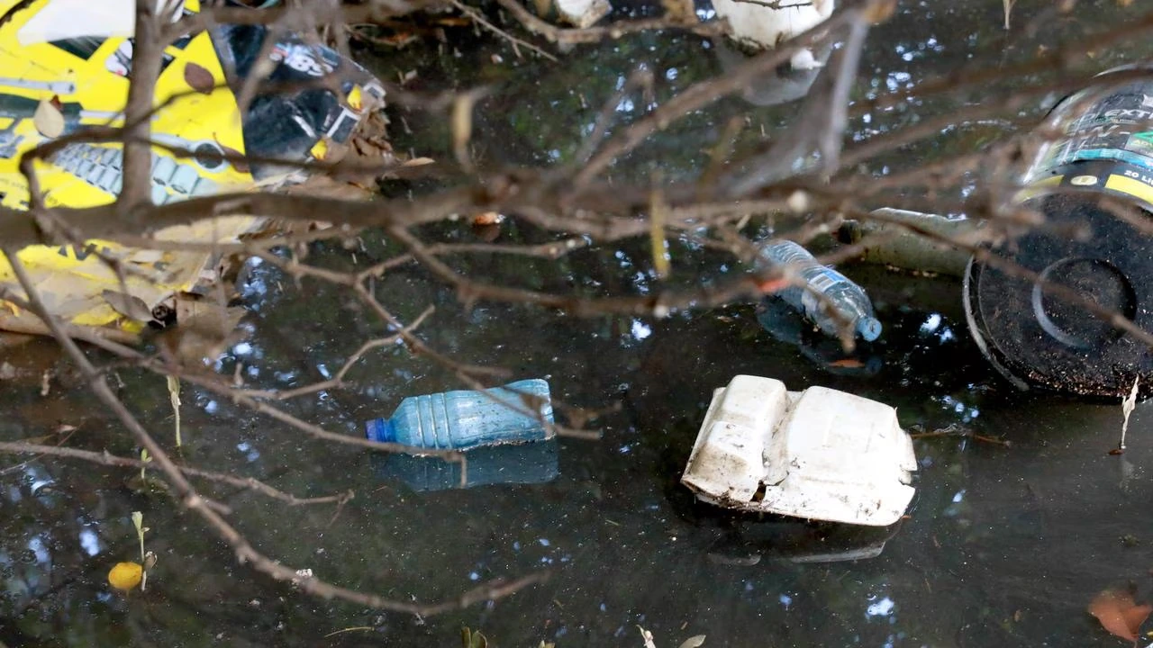 A water recycler truck pumping at the edge of a catchment waterway